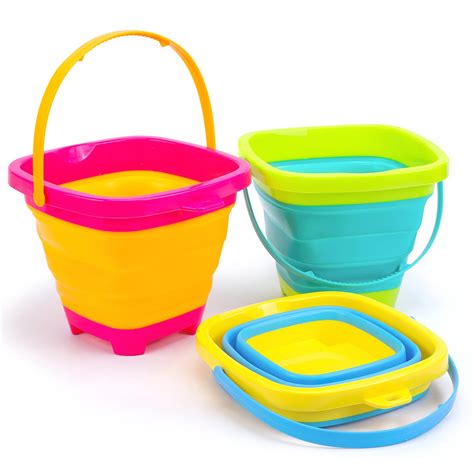 3 Pieces Foldable Beach Bucket Set 2l Silicone