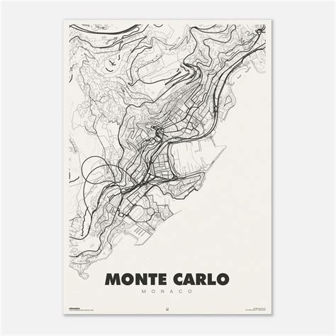 Monaco Monte Carlo Map Poster - Etsy