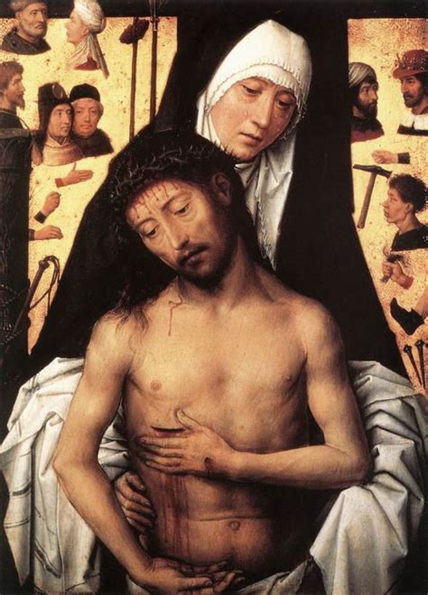 An Image Of The Crucifix Being Held By A Man With No Shirt