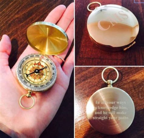 Personalized Engrave Compass Brass Compass Gold Compass Photo Etsy