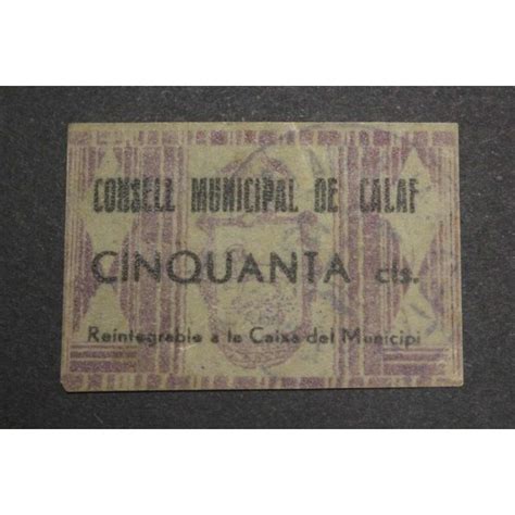 1937 Calaf 50 Centimos Barcelona Billete