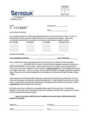 Fillable Online RE RGA REQUEST Fax Signatur Seymour Fax Email Print