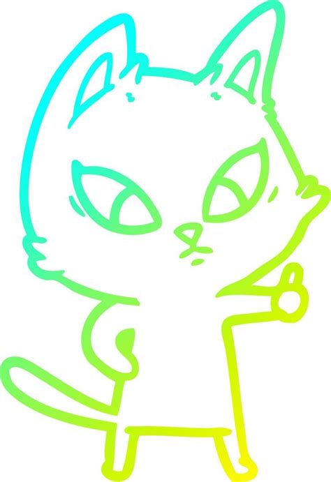 cold gradient line drawing confused cartoon cat 8876484 Vector Art at Vecteezy