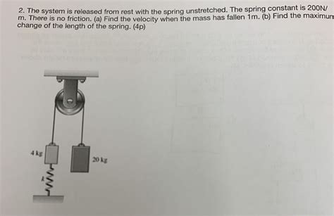 Solved 2. The system is released from rest with the spring | Chegg.com 