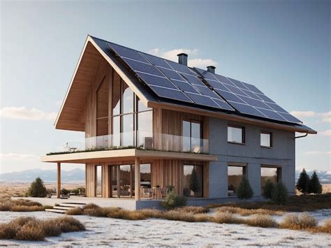 Premium Ai Image Modern Eco House With Solar Panels And Windmills To