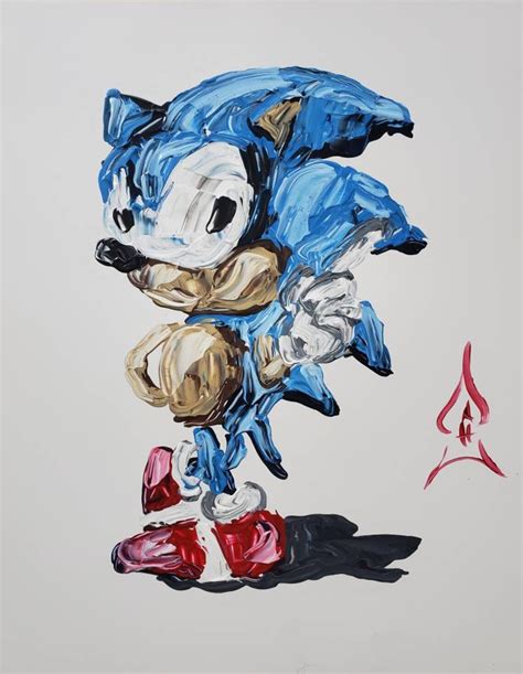 Original Abstract Sonic The Hedgehog Pop Art Painting Deco Etsy