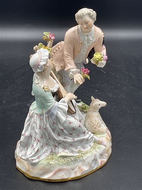 Proantic Groupe En Porcelaine Polychrome De La Manufacture De Meissen