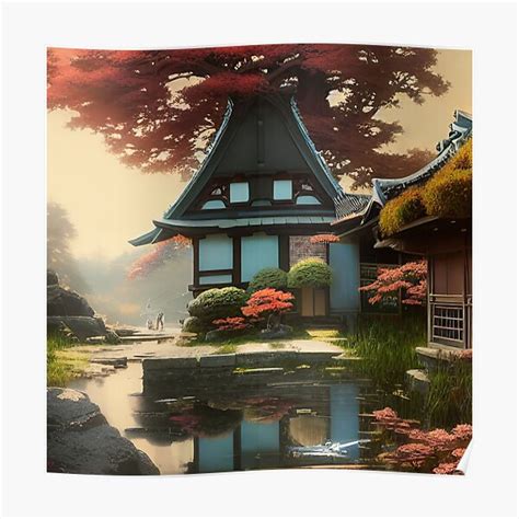 "small japanese house" Poster for Sale by Dicoart | Redbubble