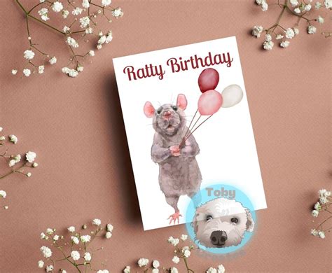 Ratty Birthday Card Funny Rat Card Rat Greeting Card Rat Etsy