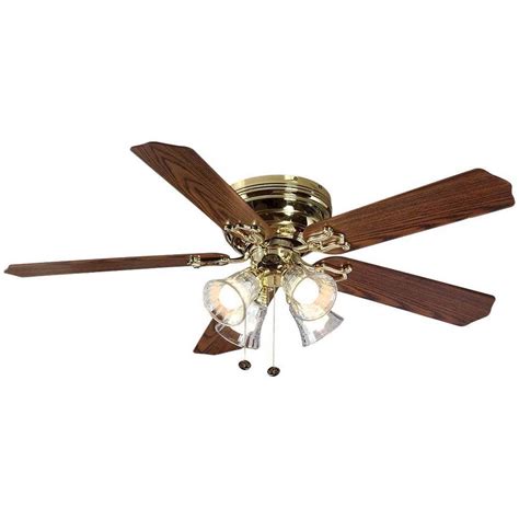 Hampton Bay Carriage House 52 In LED Indoor Polished Brass Ceiling Fan