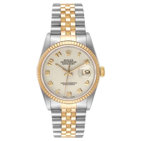 Rolex Datejust Steel K Yellow Gold Anniversary Dial Mens Watch