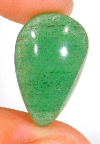 14 CT TOP NATURAL RING SIZE GREEN JADE AVENTURINE PEAR CABOCHON