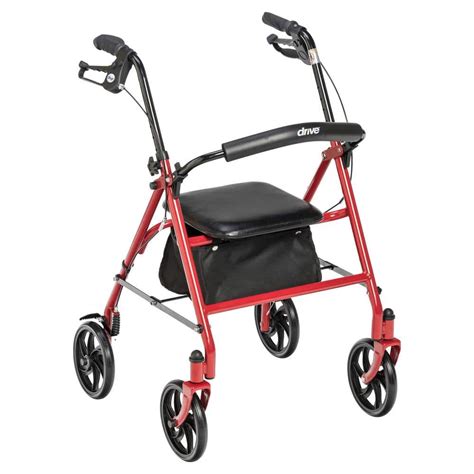 Drive Medical Four Wheel Rollator Rolling Walker With Fold Up Removable