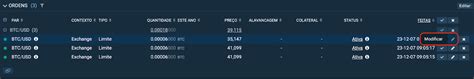 Editar ordens e visualizar o histórico de ordens em massa Bitfinex