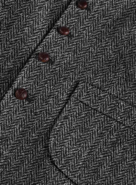 Harris Tweed Dark Gray Herringbone Hunting Vest Studiosuits