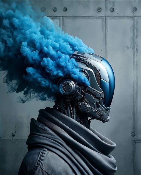 Digital Art Cyborg Smoke Blue Smoke Hd Wallpaper Wallpaperbetter