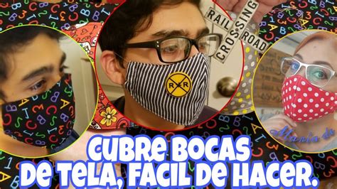 Como hacer cubre bocas de tela muy fácil YouTube