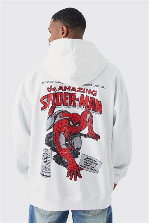 Oversized Spiderman License Hoodie Boohoo Uk