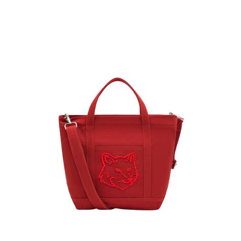 Maison Kitsun Bold Fox Head Mini Tote Bag Burnt Red Lyst