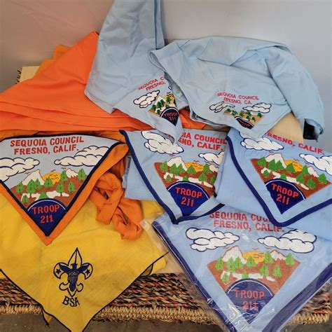 Vintage Bsa Neckerchiefs 9 Total Embroidered Boy Scouts Troop Uniform