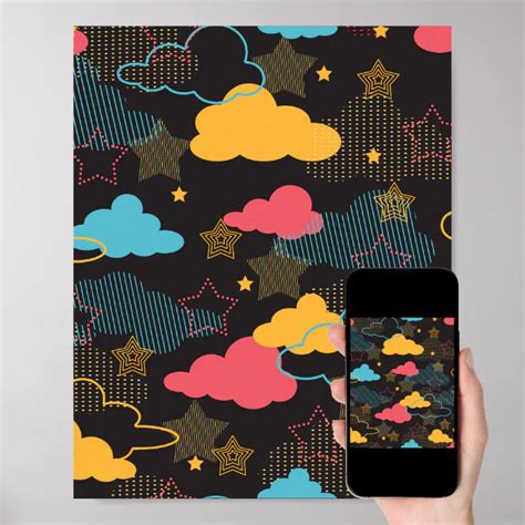 Colorful Retro Starry Sky Art Pattern Ii Poster Zazzle