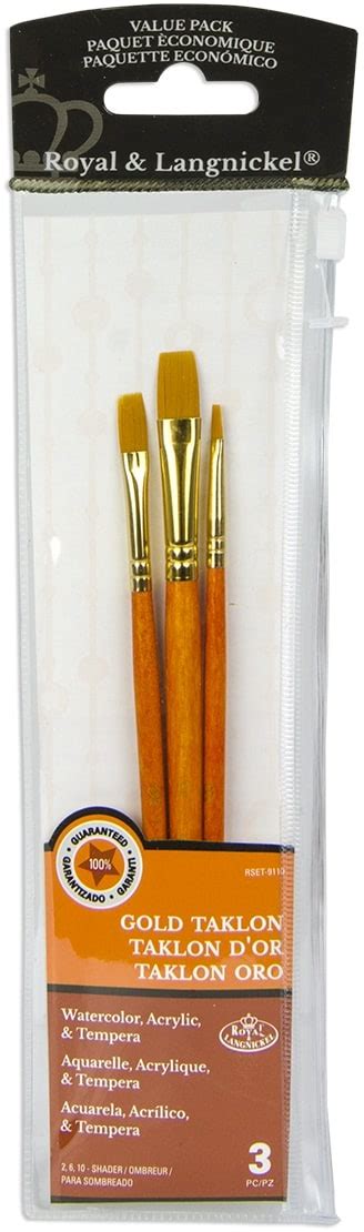 Royal Langnickel R Gold Taklon Value Pack Brush Set 3 Pkg Michaels