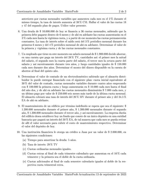 Ejercicios Resueltos De Anualidades Variables Gu A Marioprofe