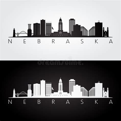 Omaha Skyline Silhouette with Reflection. Stock Vector - Illustration of white, state: 277694683