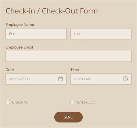 Check In Check Out Form Template 123formbuilder