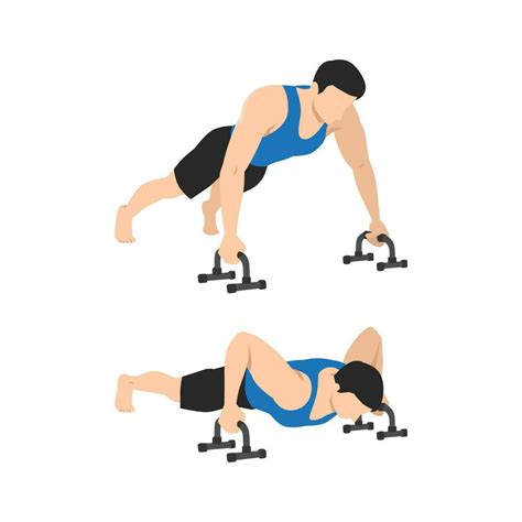 Man Doing Push Ups On Floor Bars Exercise 32979935 Vector Art At Vecteezy