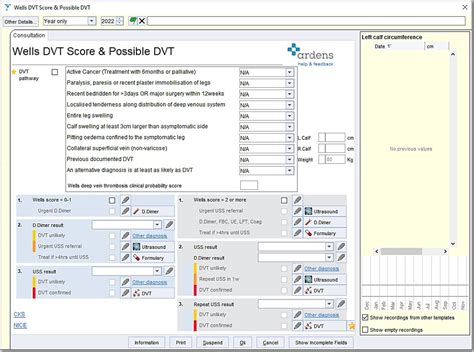 Wells Dvt Score And Possible Dvt Ardens Systmone