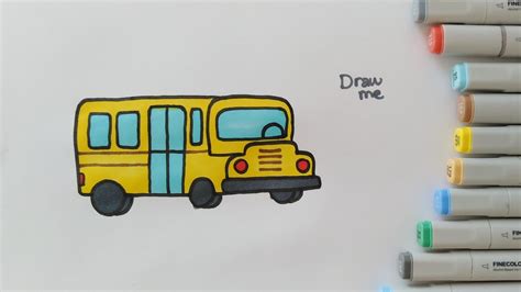 تعليم رسم باص المدرسة للأطفال 🚌😍 How To Draw A School Bus Okul