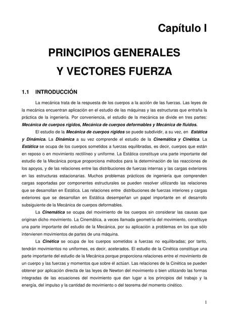 Texto Mec Nica De S Lidos Principios Generales Y Vectores Fuerza