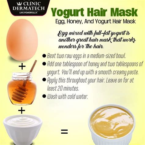 Yogurt Hair Mask Egg Honey And Yogurt Hair Mask Clinicdermatech