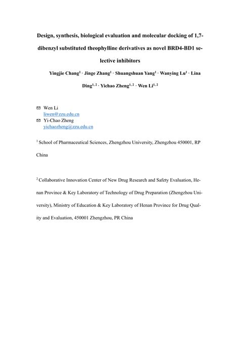 Pdf Design Synthesis Biological Evaluation And Molecular Docking Of