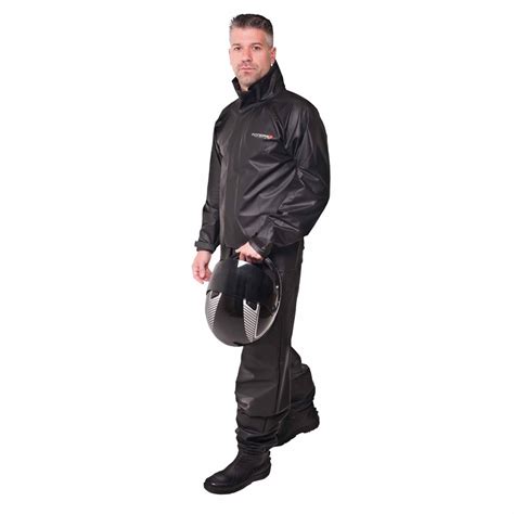 Conjunto Capa De Chuva Pvc M Combate C Capuz Masculino Preto Refletiva