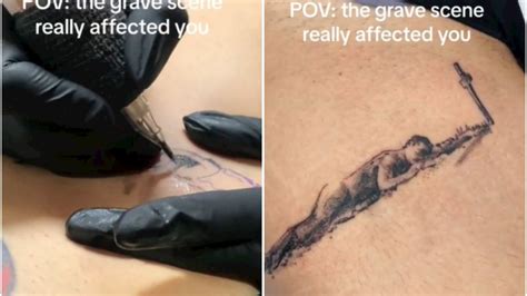 Woman shocks TikTok with tattoo of infamous Saltburn graveyard scene ...