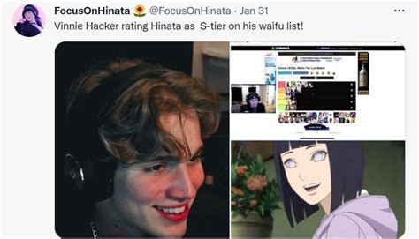 Vinnie Hacker Rating Hinata As S Tier Waifu Hinata Call Her Hinata