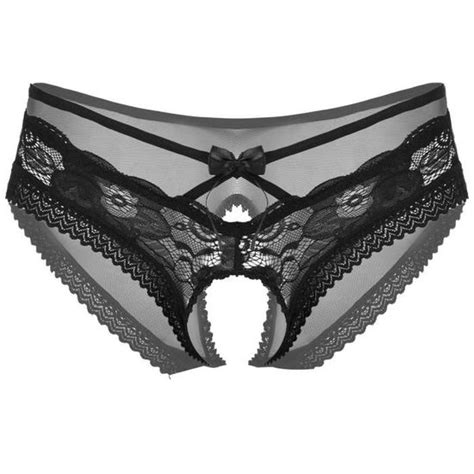YONGHS FR String Ouvert Homme Sexy Lingerie Sissy Panties Dentelle Slip Gay Erotique Culotte L