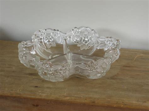 Vintage Crystal Relish Dish Clear Glass Carmen 3 Part Tray Etsy