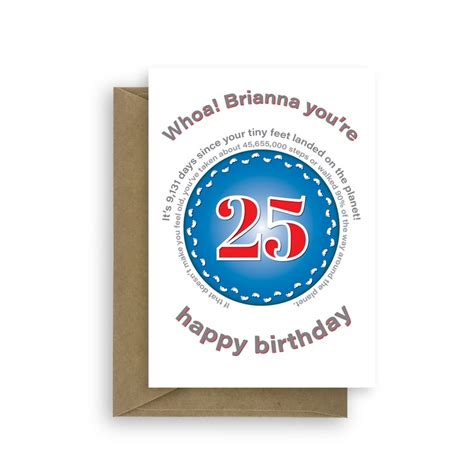 Funny 25th Birthday Card For Him Or Her Unique Edit Name 25 Etsy