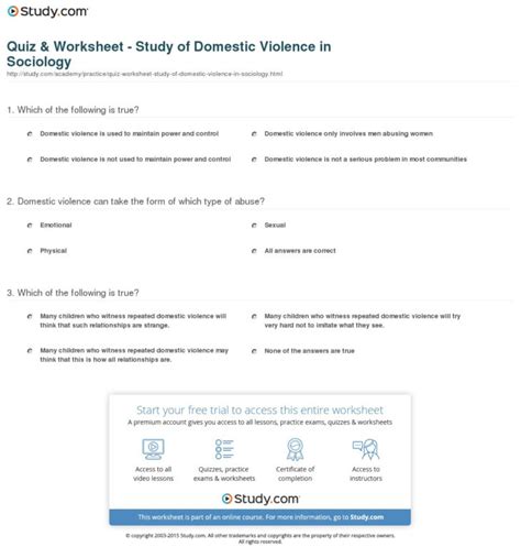 Domestic Violence Worksheets — Db