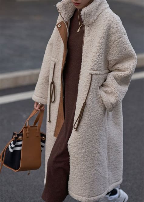 Nude Woolen Coats Plus Size Winter Coat High Neck Drawstring Jackets Limited Stock