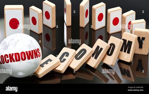 Japan And Lockdowns Economy And Domino Effect Chain Reaction In