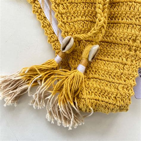 She Made Me Yellow Crochet Bikini Top And Bottom Size L M S