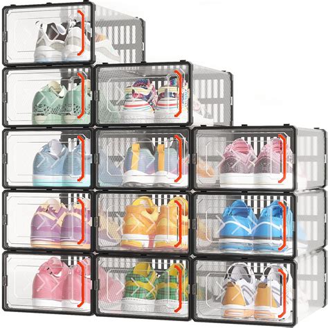 Gardace 12 Pack Shoe Storage Boxes，clear Plastic Stackable