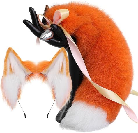 Amazon Artificial Handmade Butt Plug Fox Tail Orange White Anal Stainless Steel Anal Plug