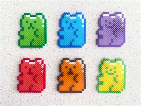 Gummy Bears Pixel Perler Beads Art Fridge Magnet