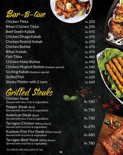 Kaybees Gulshan E Iqbal Menu