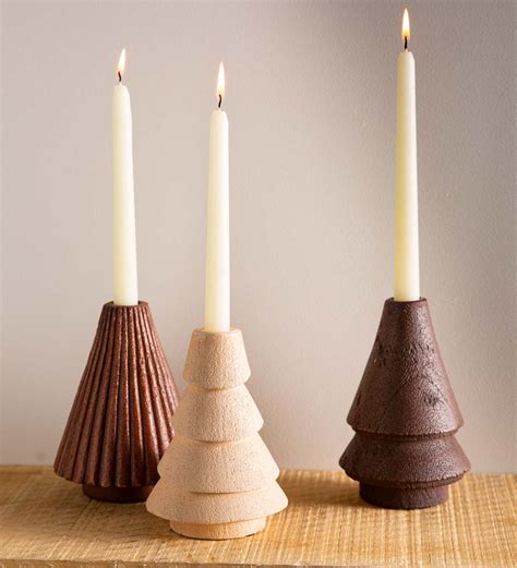 Wooden Tree Candleholder Set Of 3 Candles Lanterns Product Type